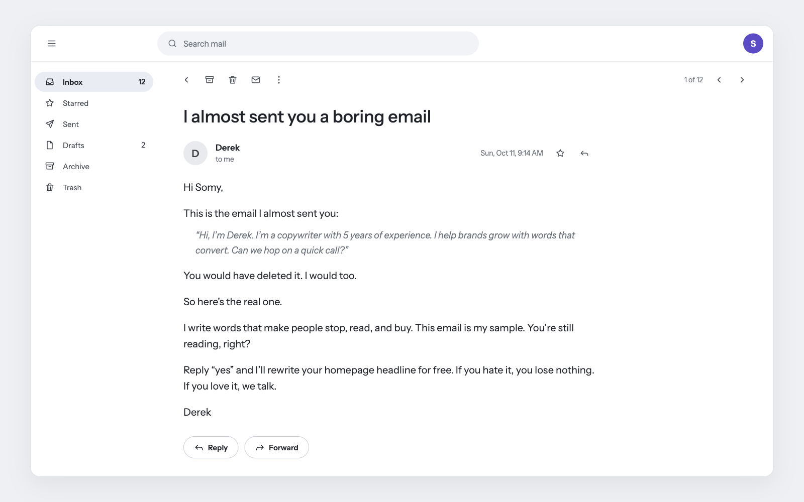 This cold email worked on me
